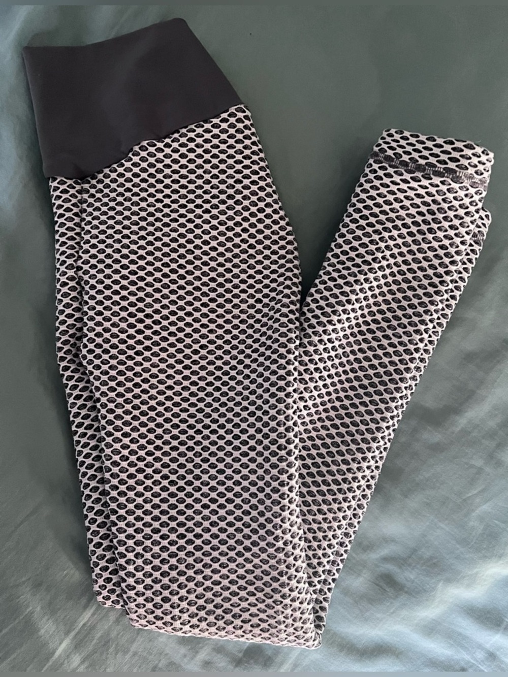 Tahira By KB Women’s  Luxe Leggings Dark Gray and White Size Small